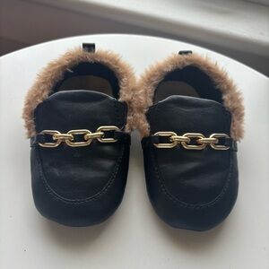 Baby Moccasins with Gold Chain Accent